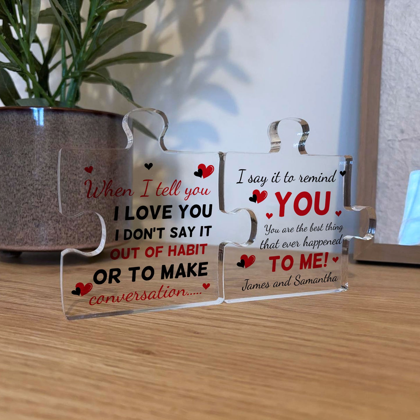 Personalised Couple Gift Puzzle Pieces Plaque Set Anniversary