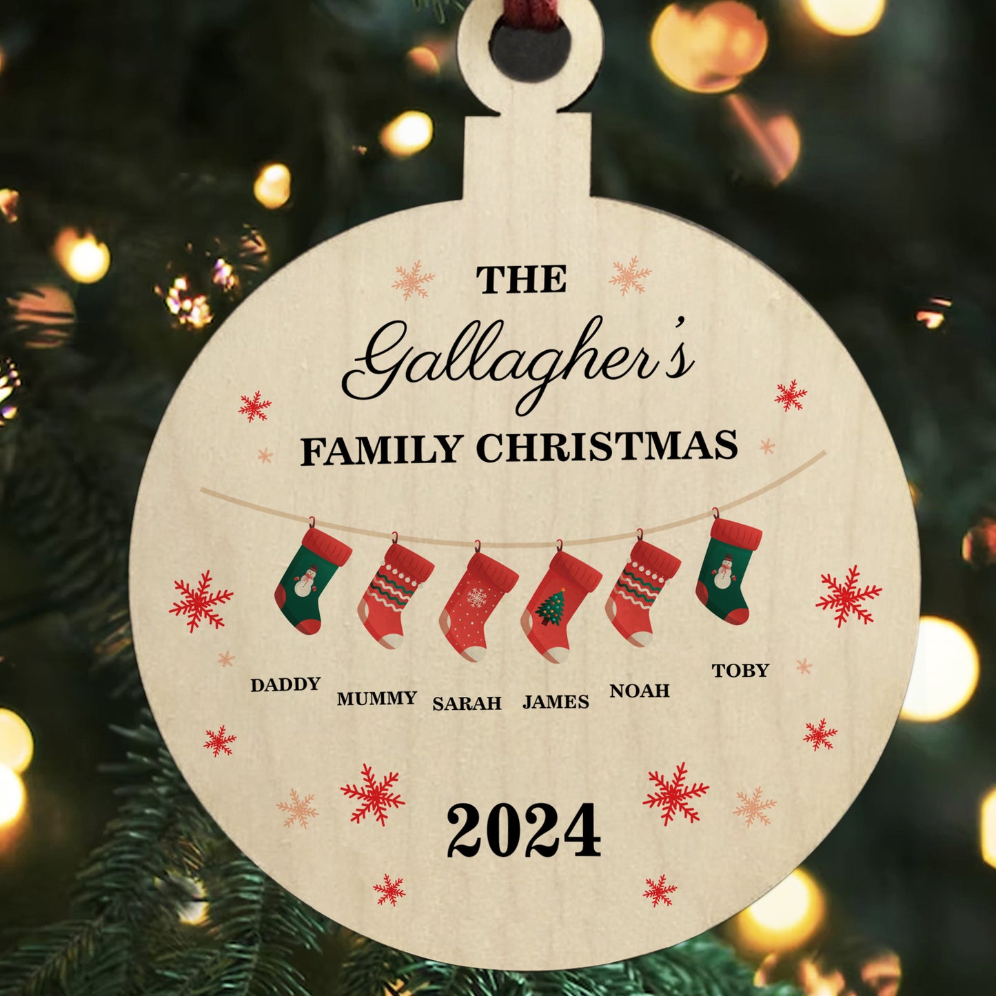 Personalised Christmas Decoration For Family of 6 Ornament