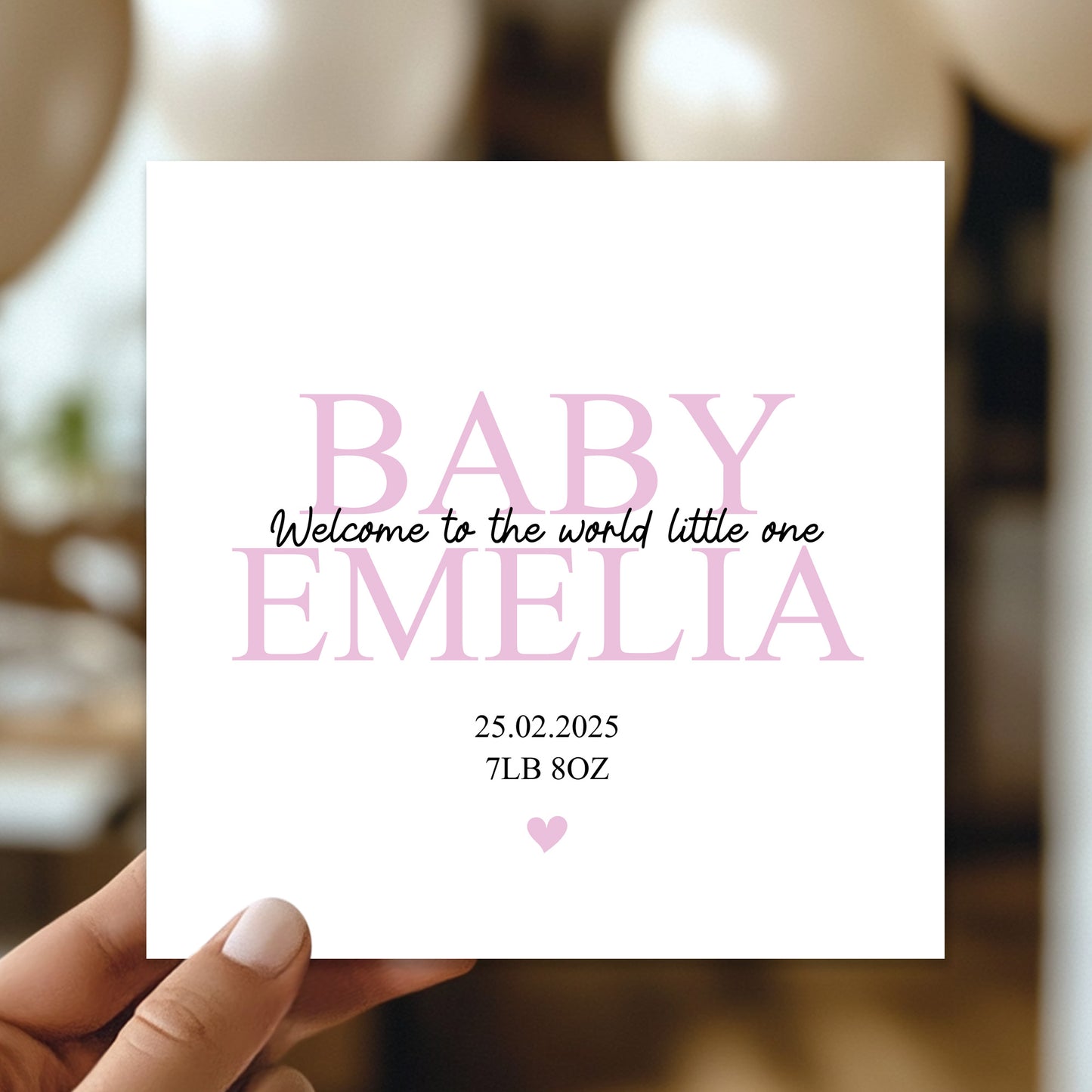 Welcome To The World Baby Girl Card Personalised Newborn Baby
