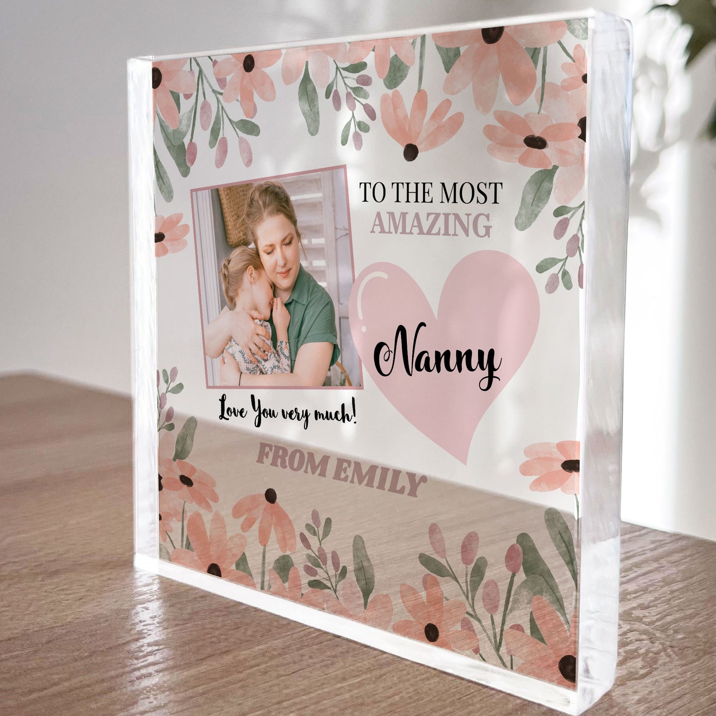 Nanny Acrylic Plaque Gifts for Nanny Personalised Photo Plaque