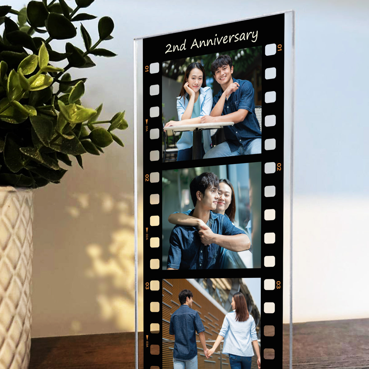 Gift For 2nd Anniversary Personalised Retro Photo Collage Plaque