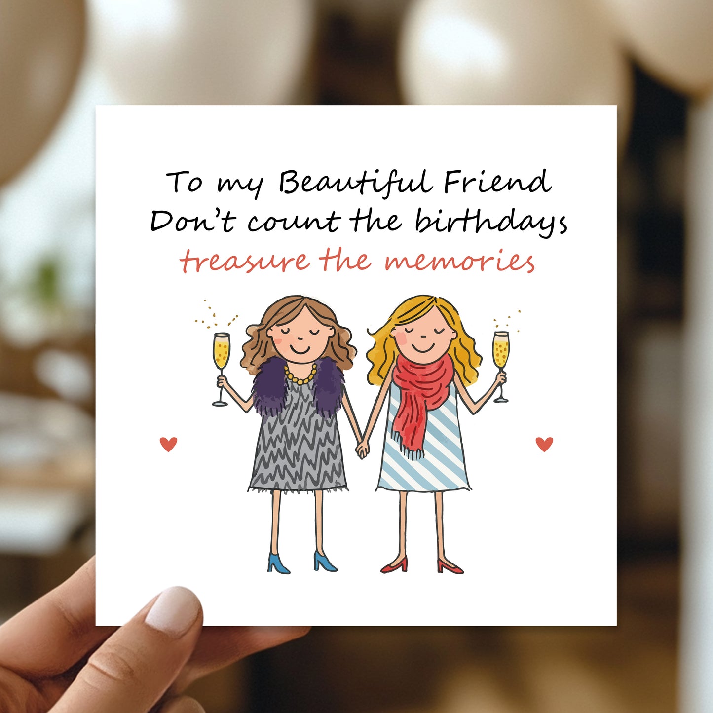 BEST FRIEND Birthday Card With Kraft Envelope Bestie BFF