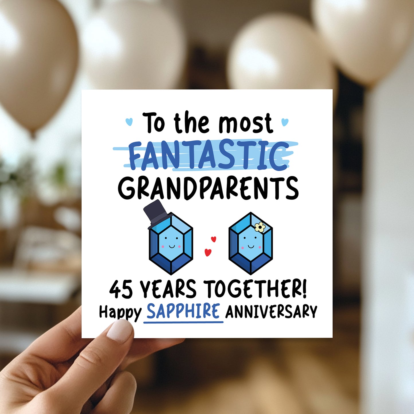 Sapphire Anniversary Card for Grandparents 45th Anniversary Card