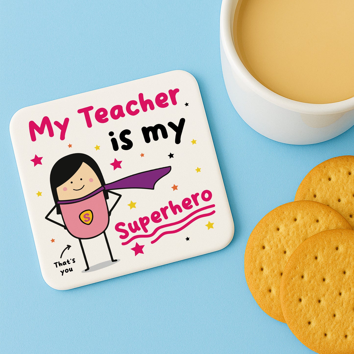 Gift For Teacher Coaster Thank You Gift My Superhero Gifts