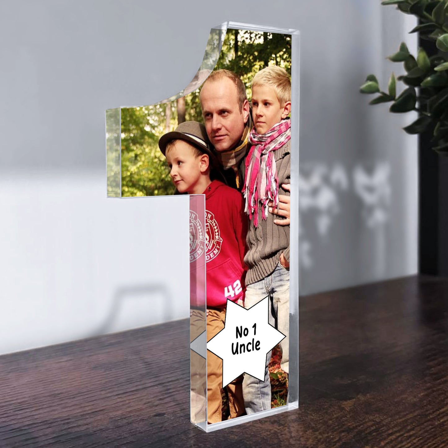 Personalised Gift For Uncle Mirror Acrylic Freestanding Number 1