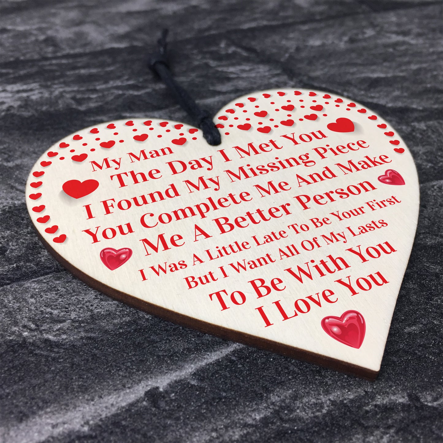 My Man Gift Wood Heart Couple Gift For Boyfriend Husband