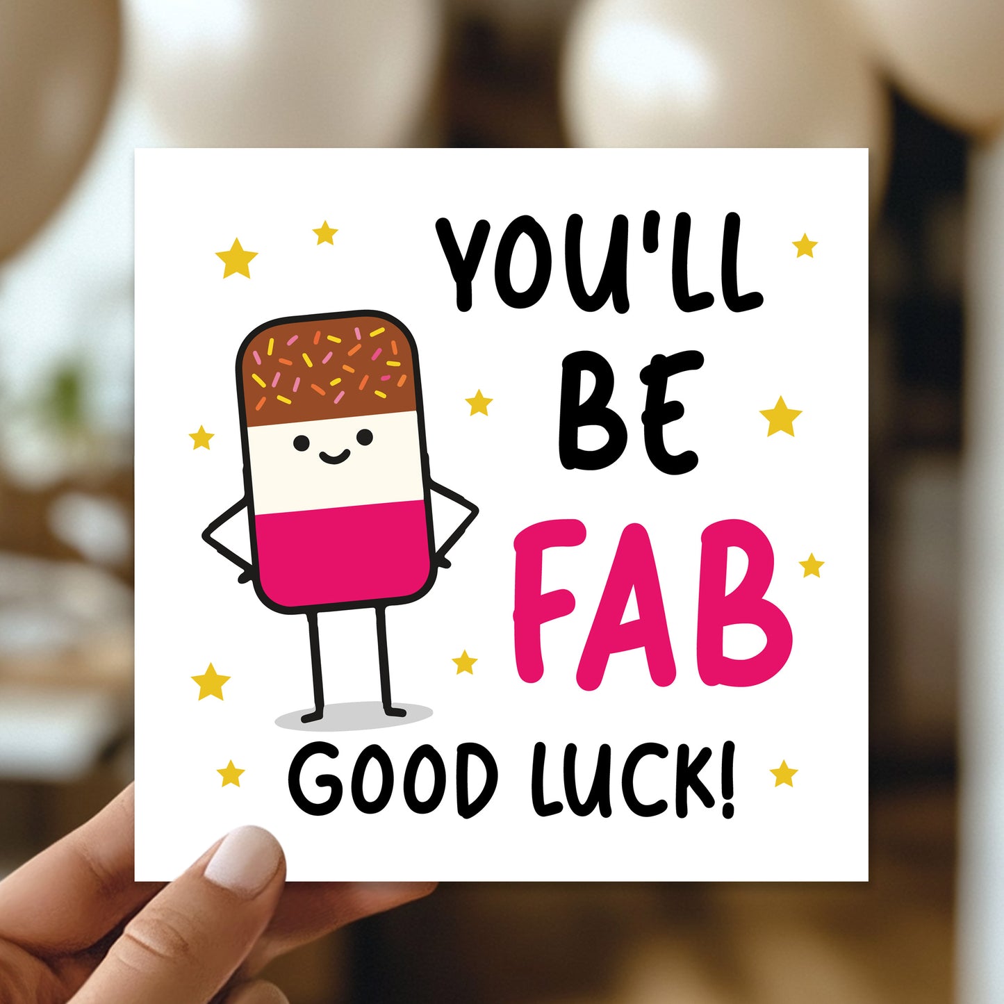 YOU'LL BE FAB Good Luck Card With Kraft Envelope Good Luck Card