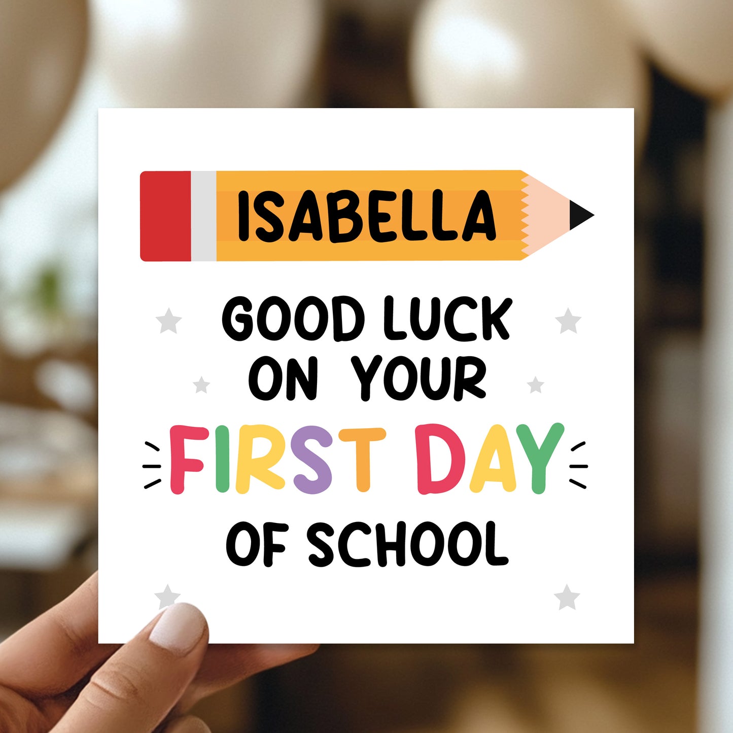 Personalised Good Luck On Your First Day of School Card For Son