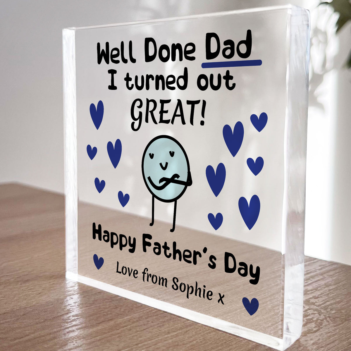 FUNNY JOKE Gift For Dad For Fathers Day Personalised Clear Block