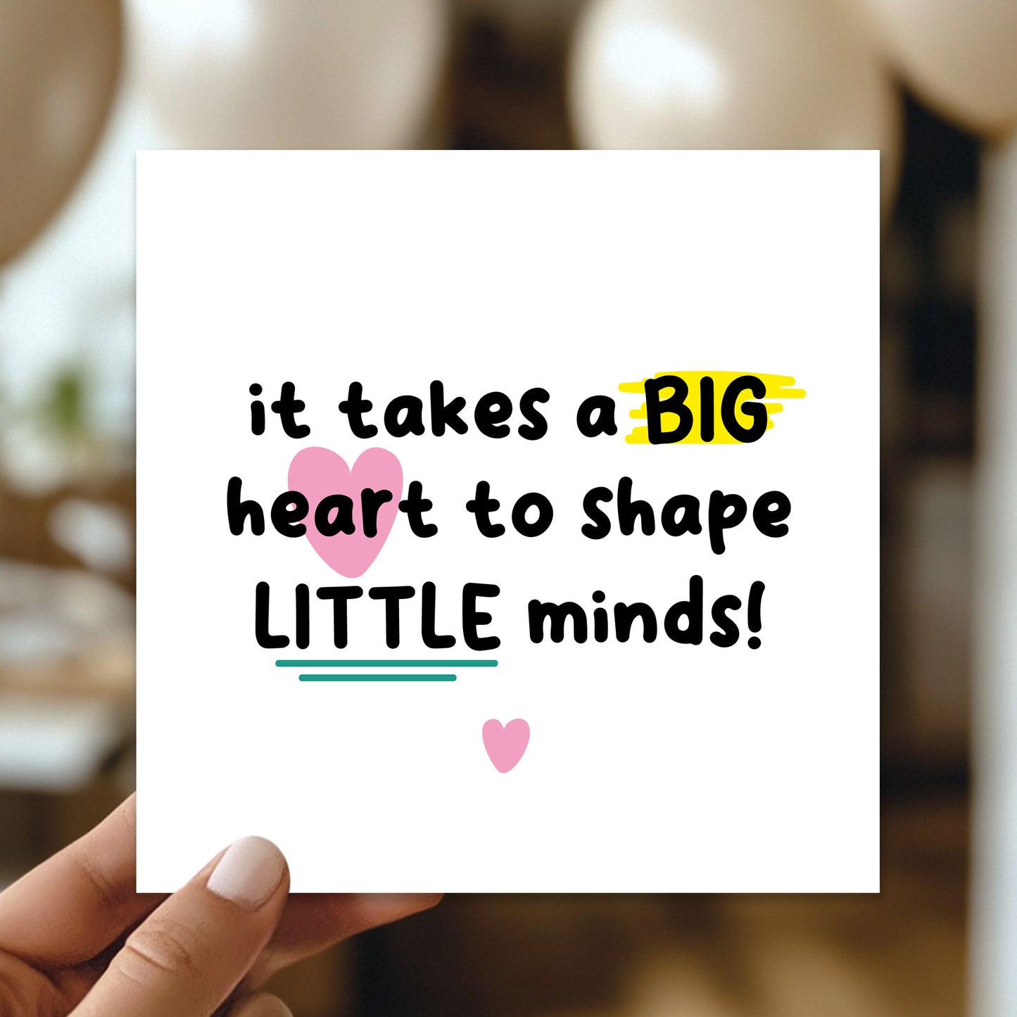 Thank You Card For Teacher With Kraft Envelope Big Heart