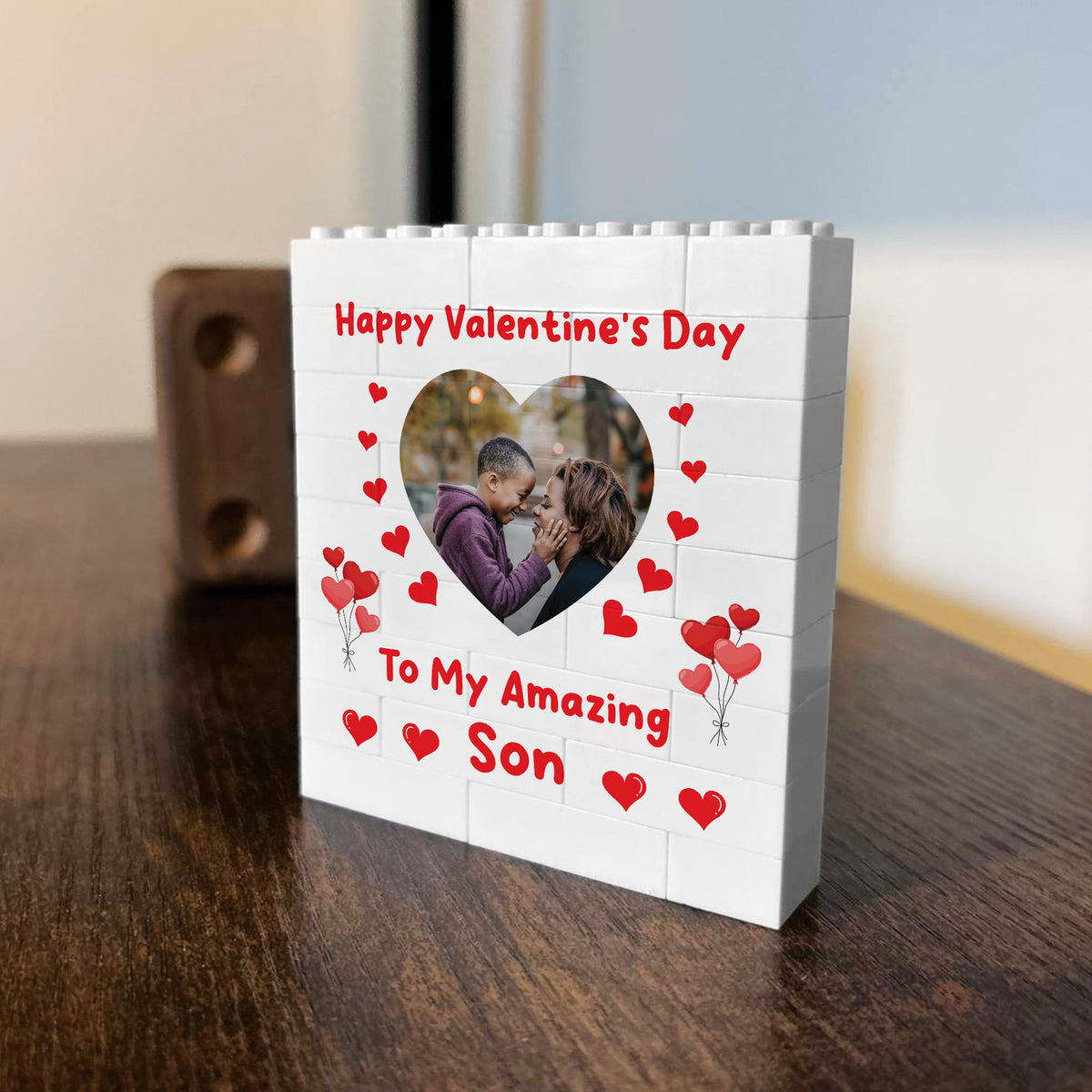 Valentines Gift For Son Personalised Brick Plaque Photo Block