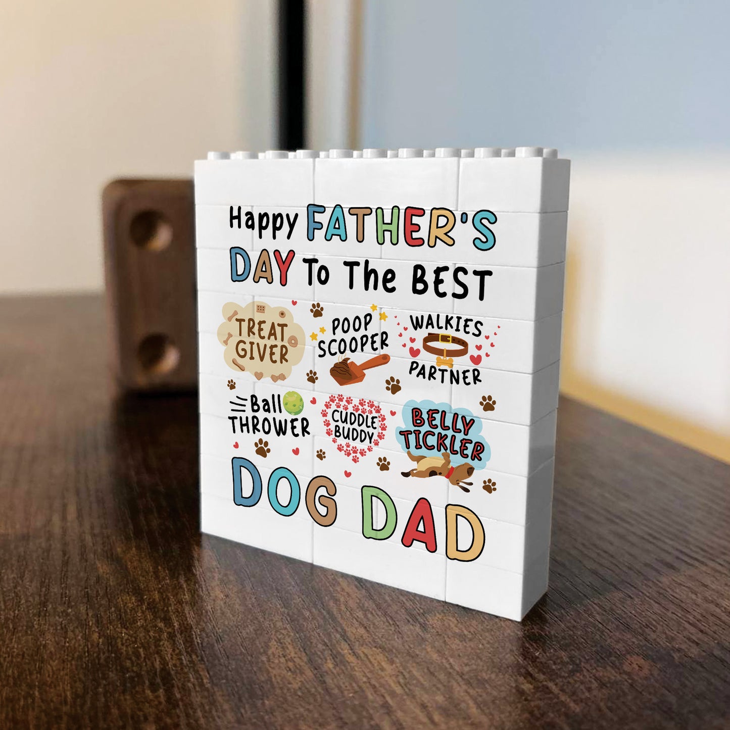 Dog Dad Gift For Fathers Day Building Block Dad Plaque Funny