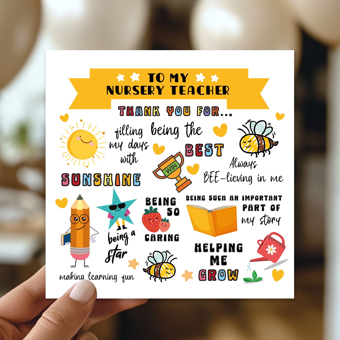 Nursery Teacher Thank You Card For Nursery Teacher