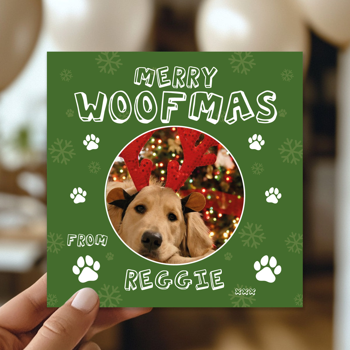 Christmas Card From Dog Puppy MERRY WOOFMAS Card For Mum Dad