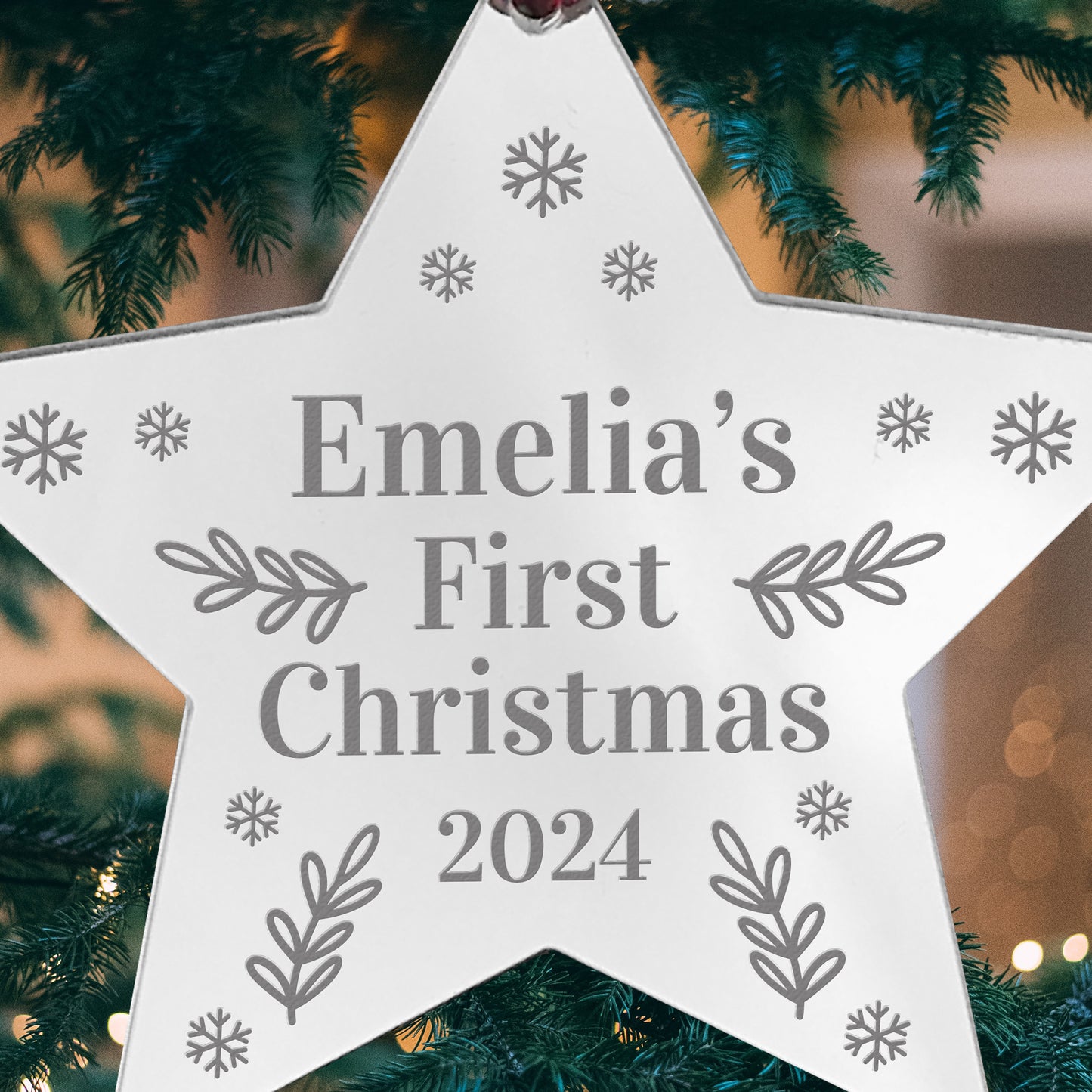 Personalised Babys First Christmas Decoration Acrylic Star