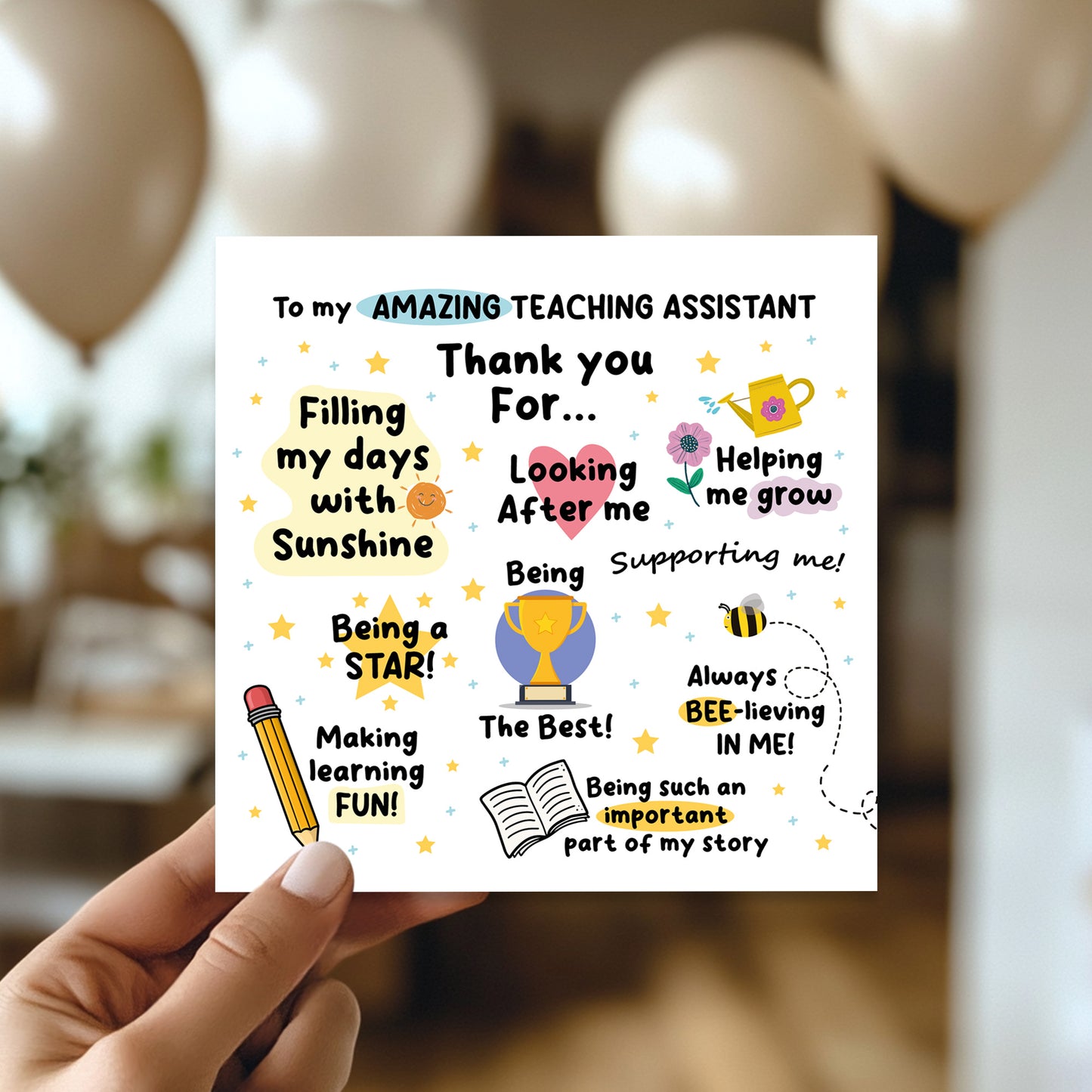 Thank You Card For Teaching Assistant Card For Him Her