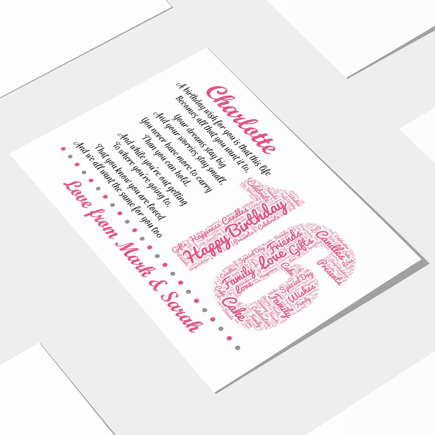 Personalised 16th Birthday Gifts for Her Girls Daughter A3 Print