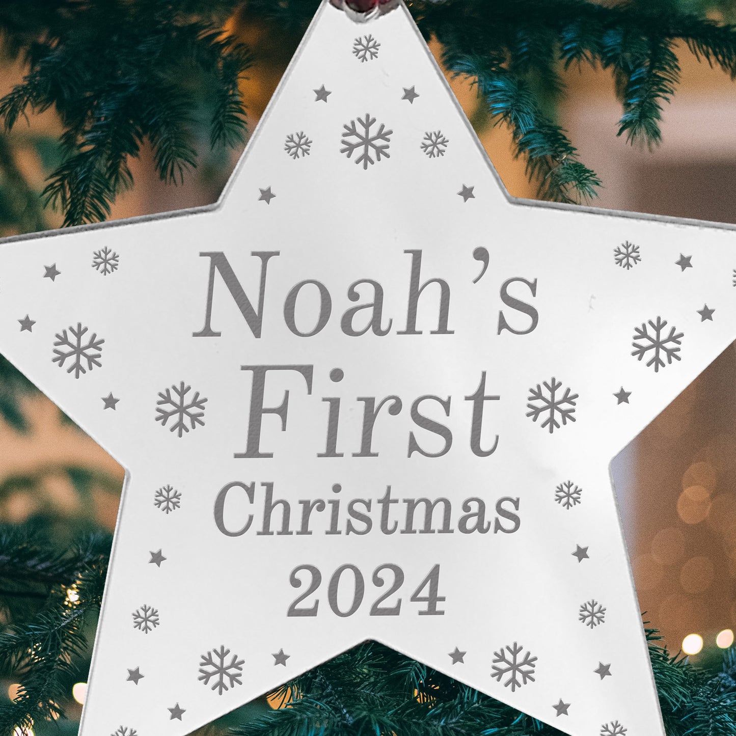 Babys First Christmas Decoration Personalised Acrylic Star