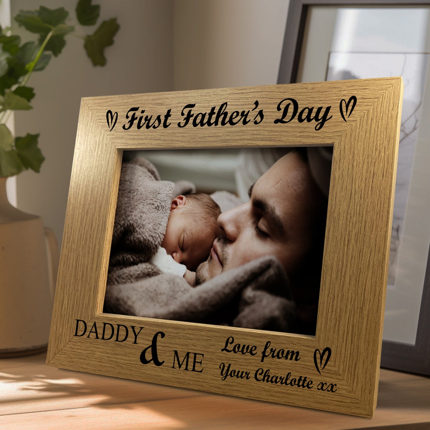 First Fathers Day Personalised 7x5 Photo Frame Gift For New Dad