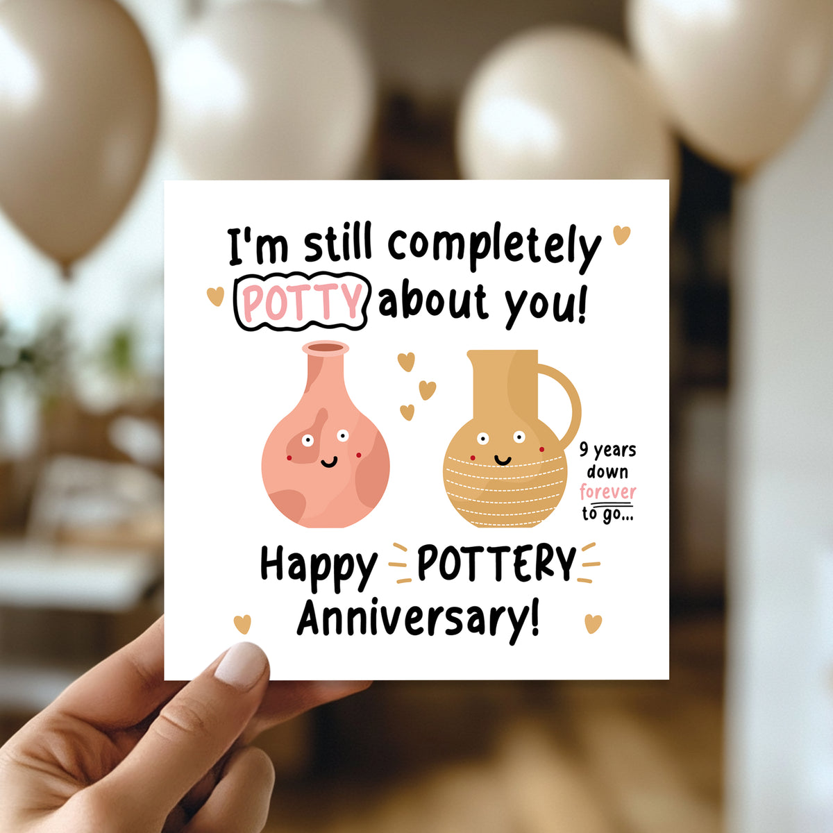 Funny Pottery Anniversary Card For Husband Wife 9th Anniversary