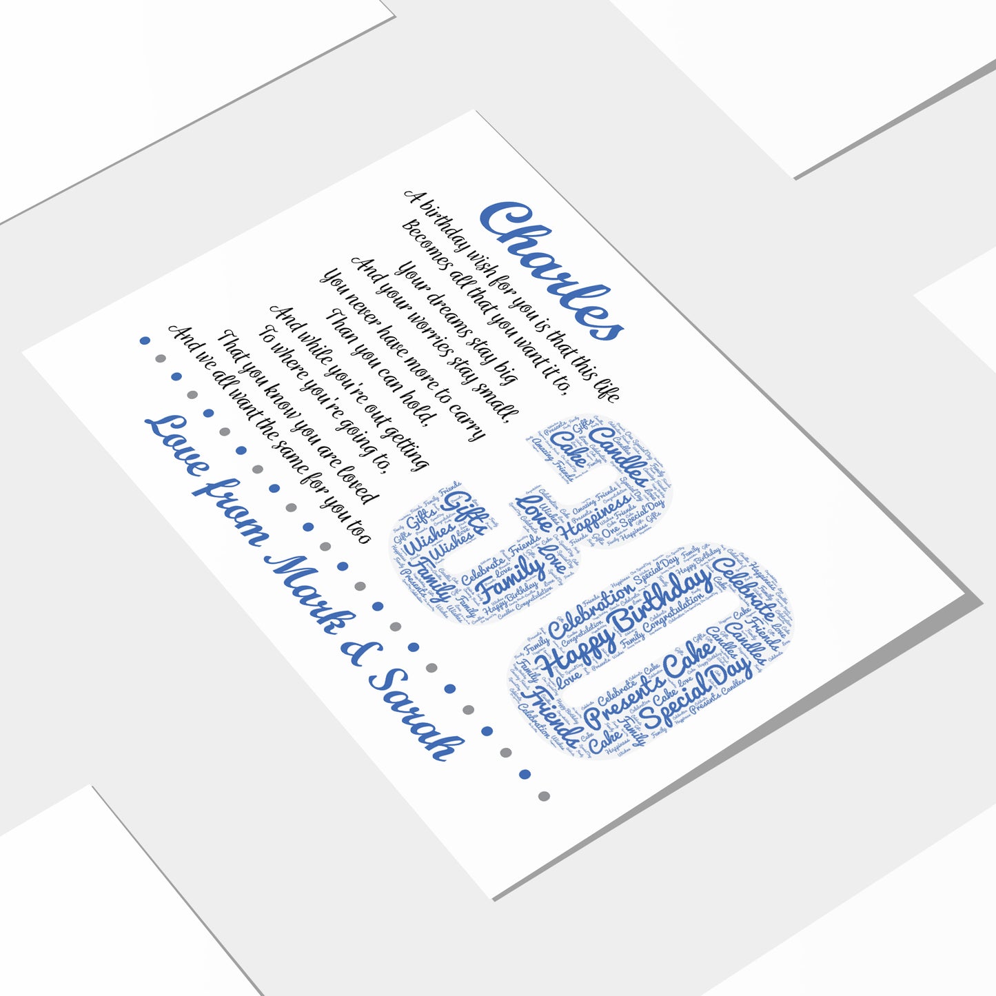 Personalised 30th Birthday Gift for Him Men Son Brother A3 Print