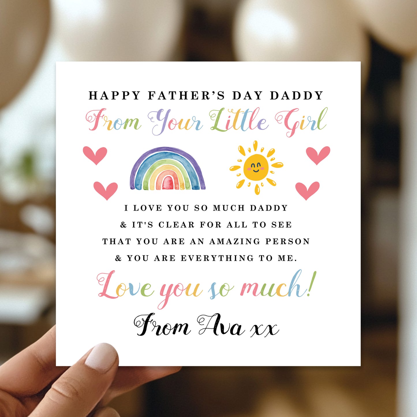 Personalised Fathers Day Daddy Card From Daughter Father's Day
