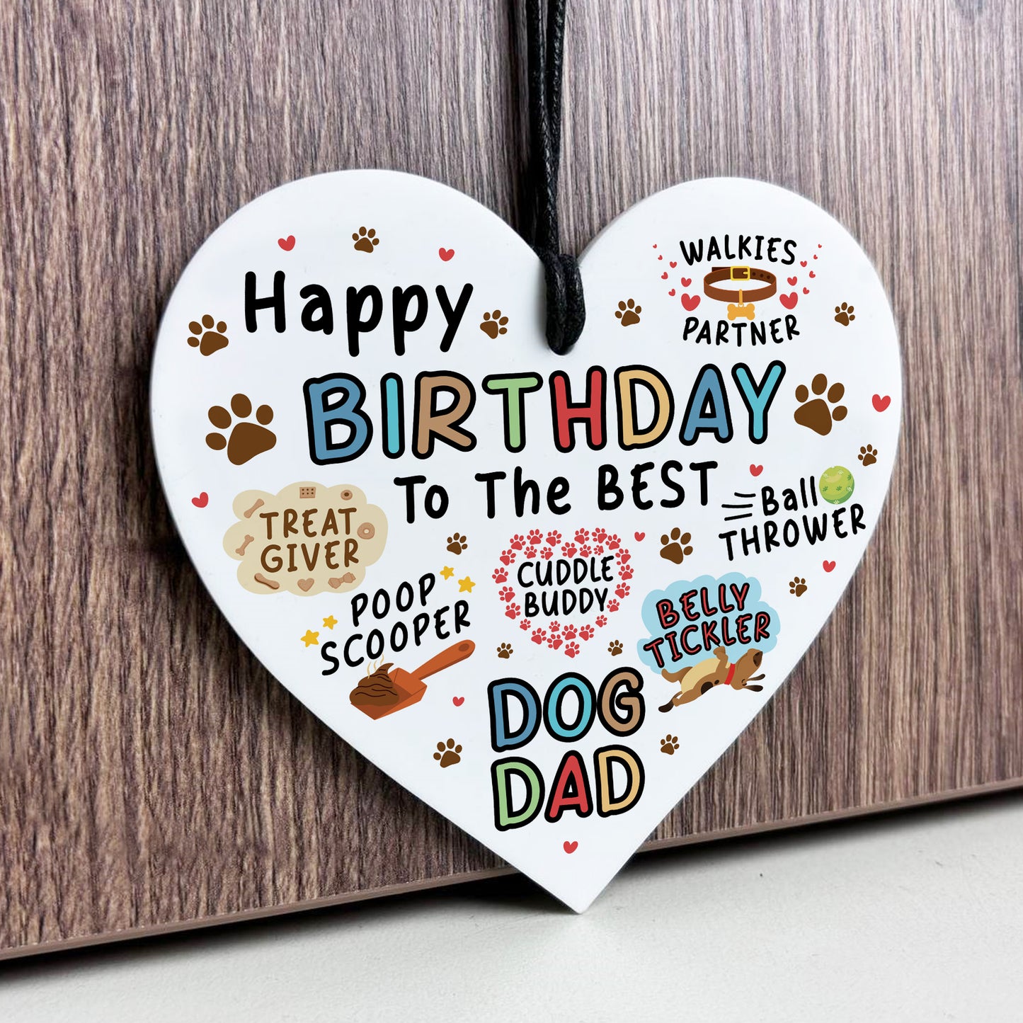 Birthday Day Gift From Dog Funny Gift For Dad Hanging Heart