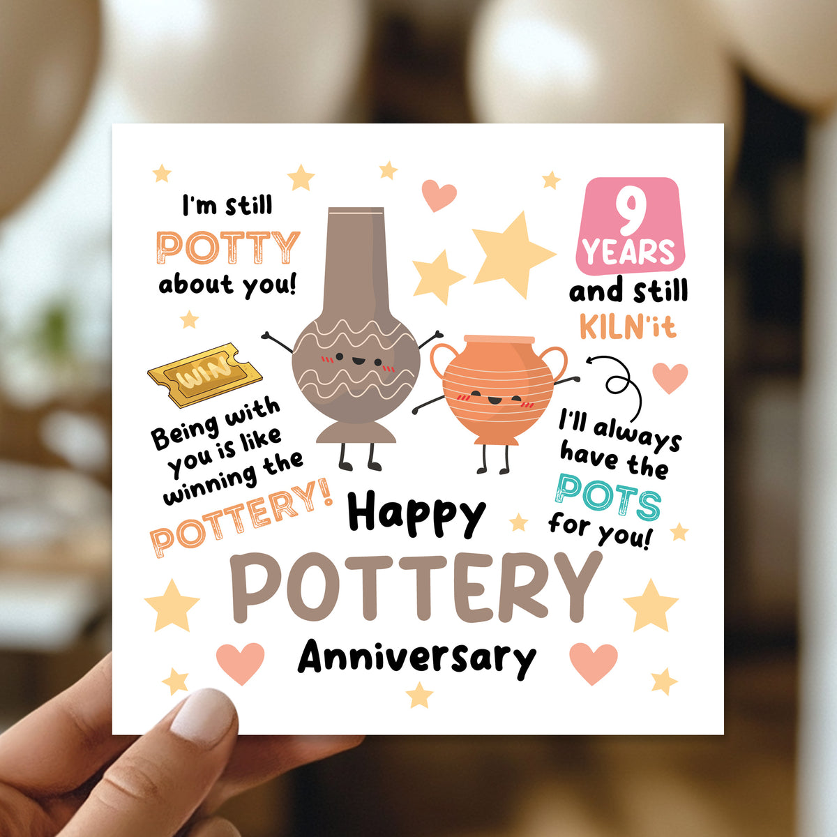 Happy Pottery Anniversary Card For Husband Wife 9th Anniversary