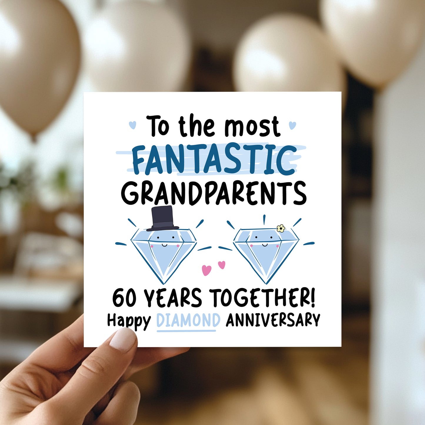 Diamond Anniversary Card for Grandparents 60th Anniversary Card