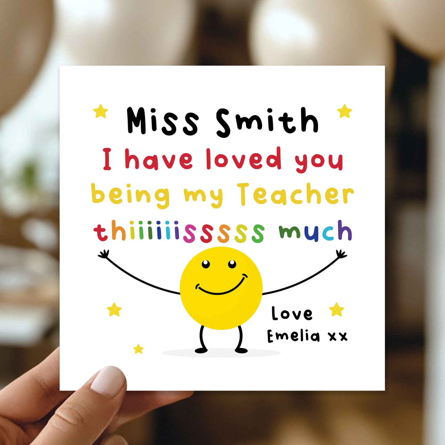 PERSONALISED Thank You Cards for Teacher Loved You This Much