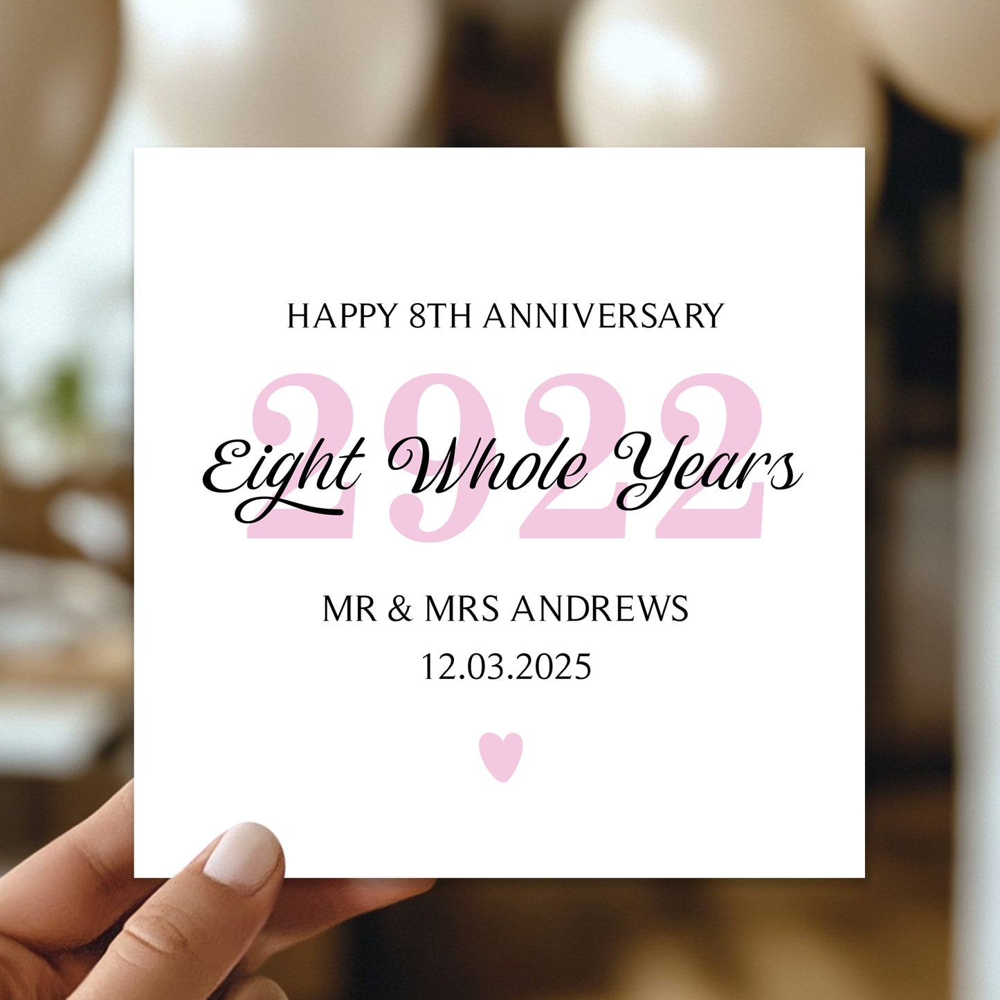 Personalised 8th Wedding Anniversary Card For Husband Wife