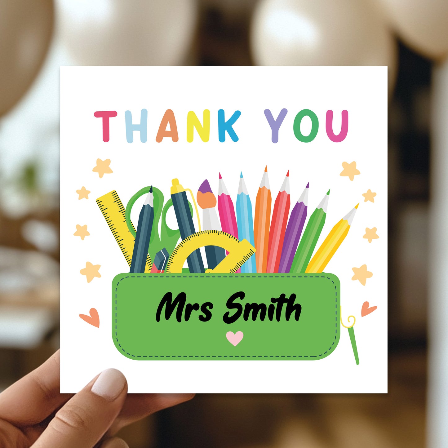 Personalised Thank You Card Teacher Appreciation Cards School
