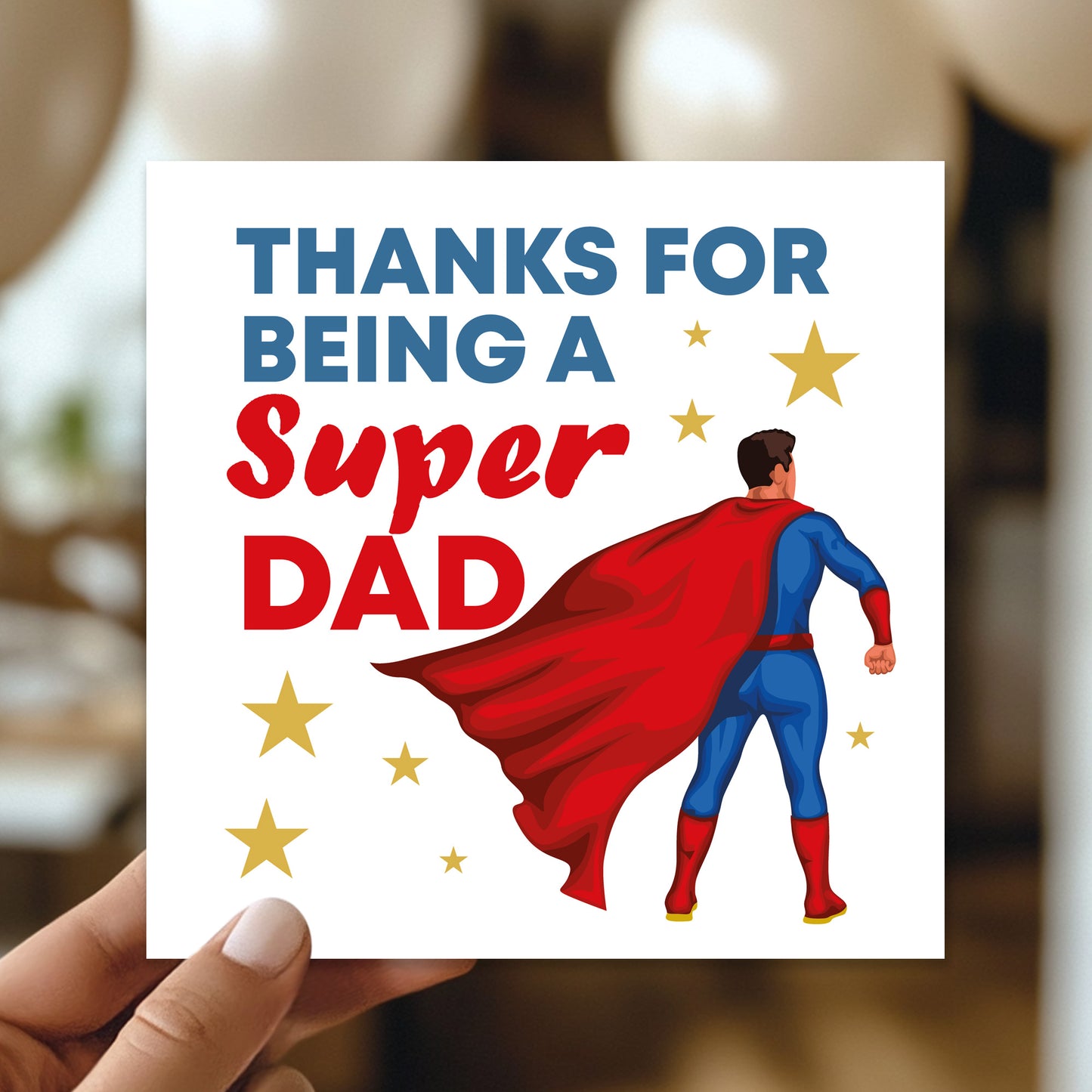 Super Dad Thank You Card For Fathers Day Birthday 145 x 145mm