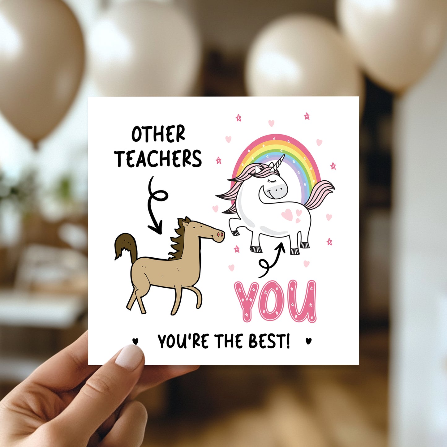 Funny Card For Teacher Thank You Card Leaving School Unicorn
