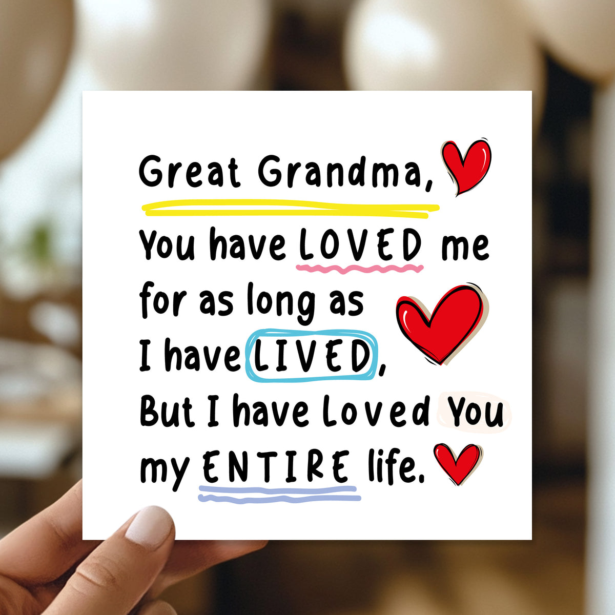 Card For Great Grandma With Kraft Envelope Included Great Grandm