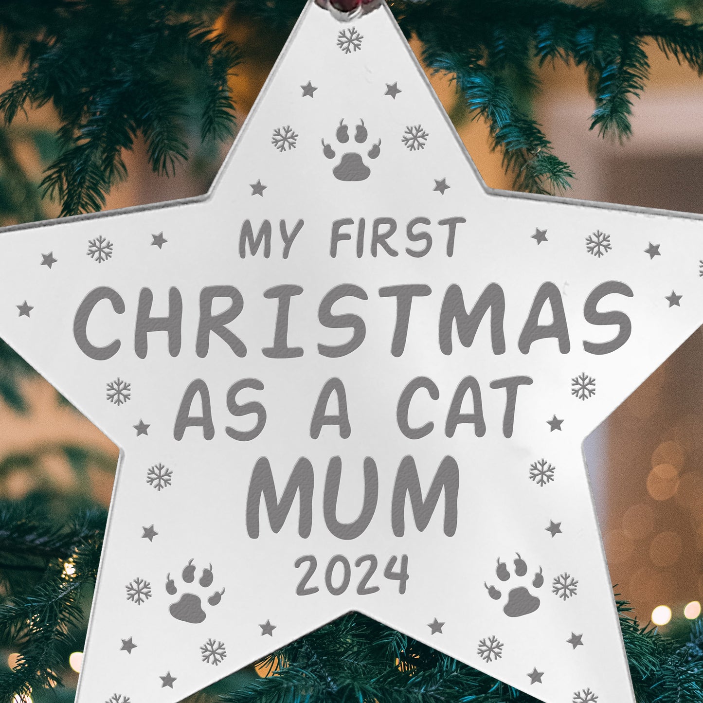 Personalised Cat Gifts Acrylic Star Cat Christmas Decoration