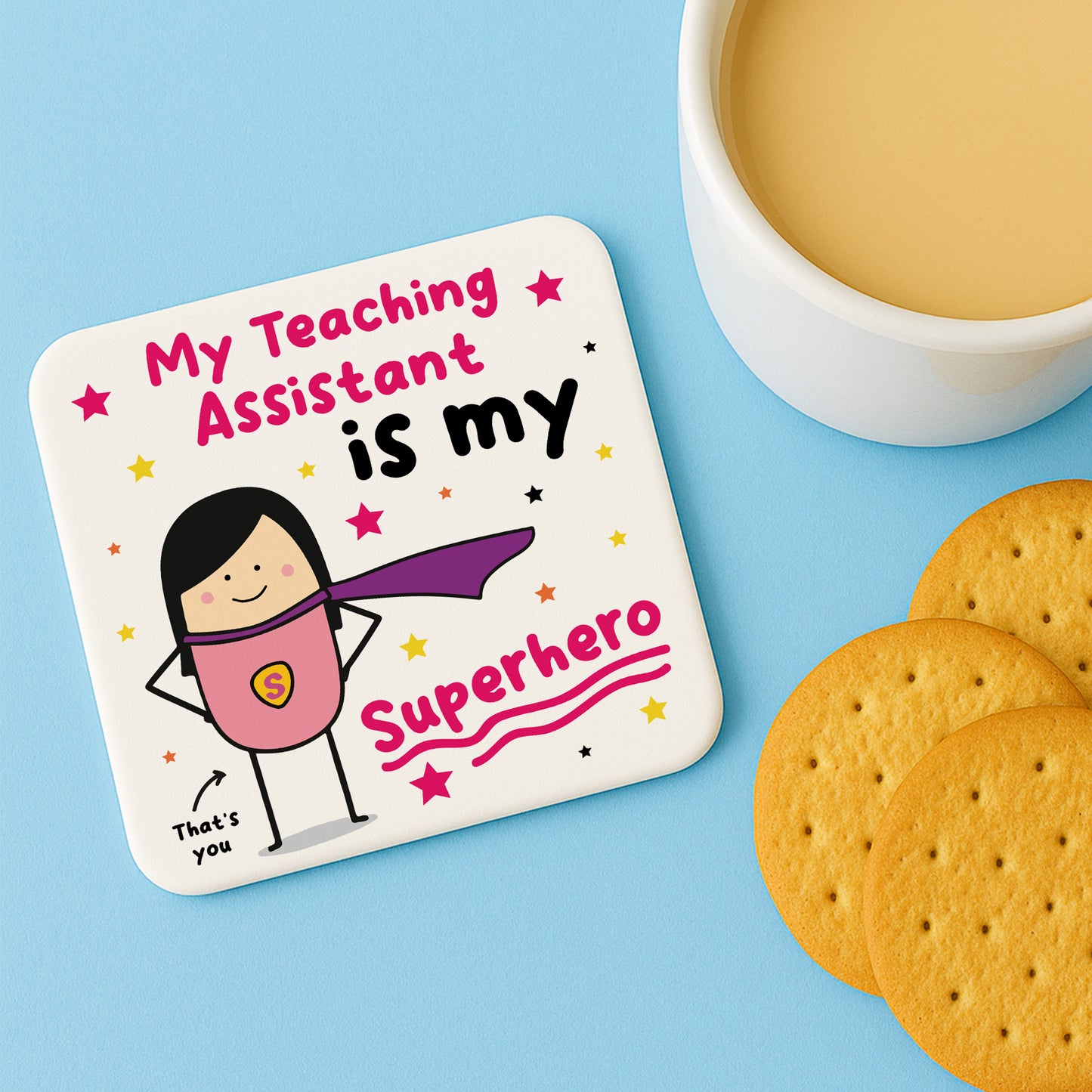 Gift For Teaching Assistant Coaster Thank You Gift My Superhero