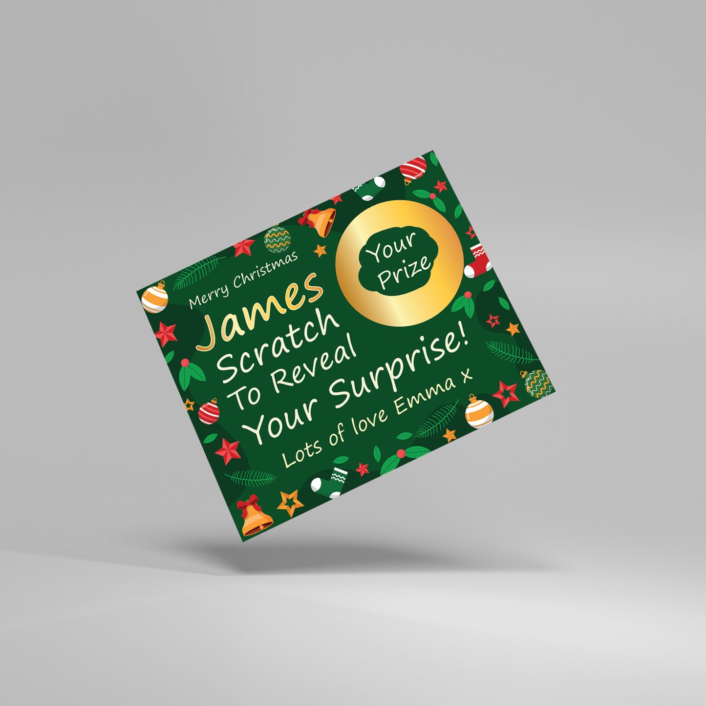 Personalised Merry Christmas Scratch Reveal Card Custom Gift