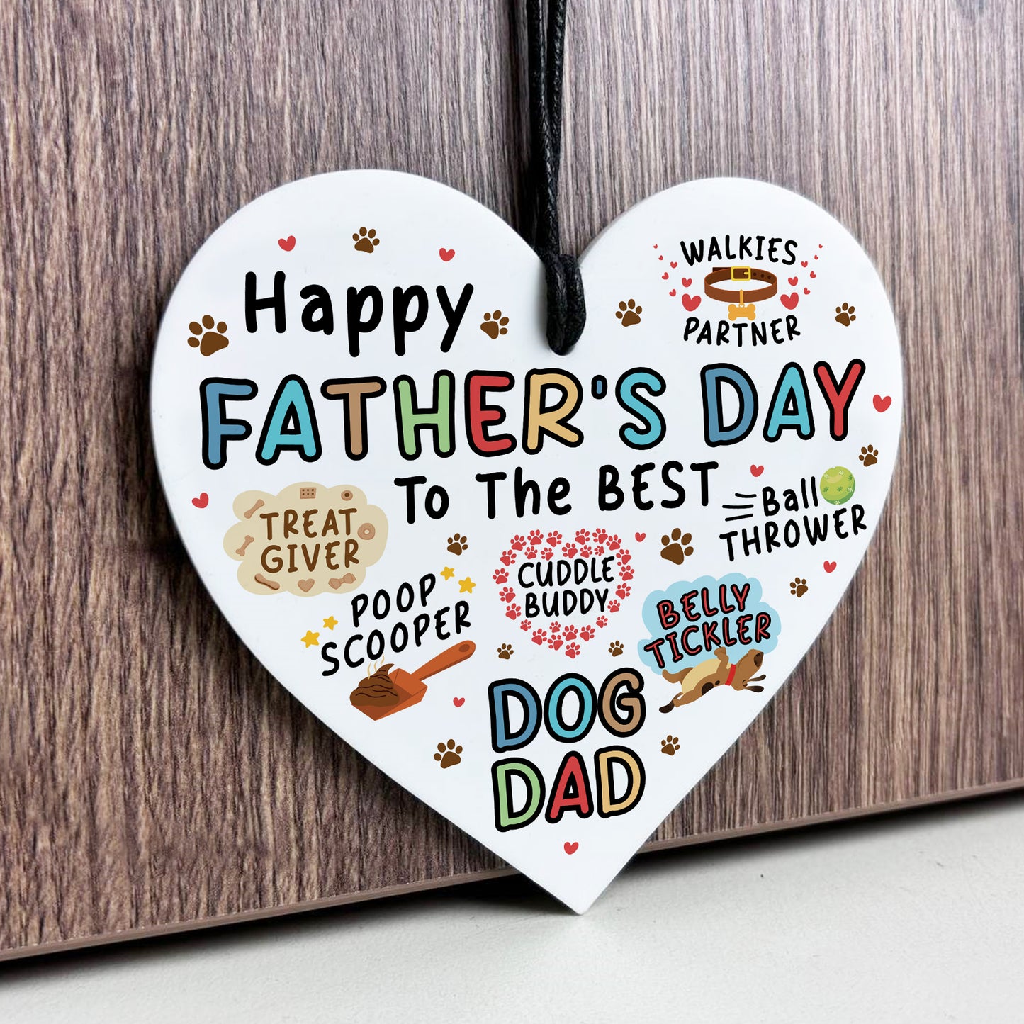 Fathers Day Gift From Dog Funny Gift For Dad Hanging Heart