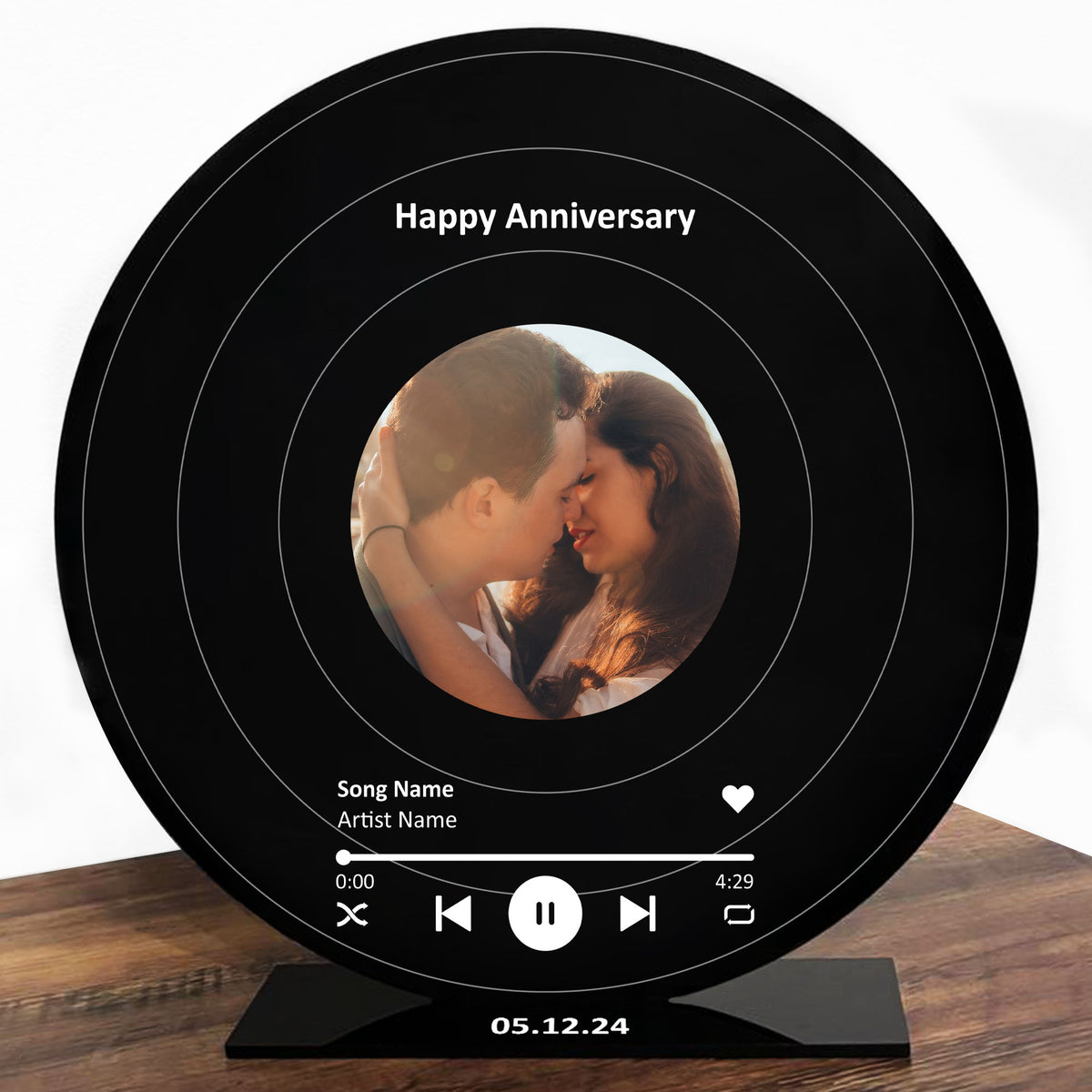 Personalised Vinyl Inspired Song Plaque With Stand Wedding Gift