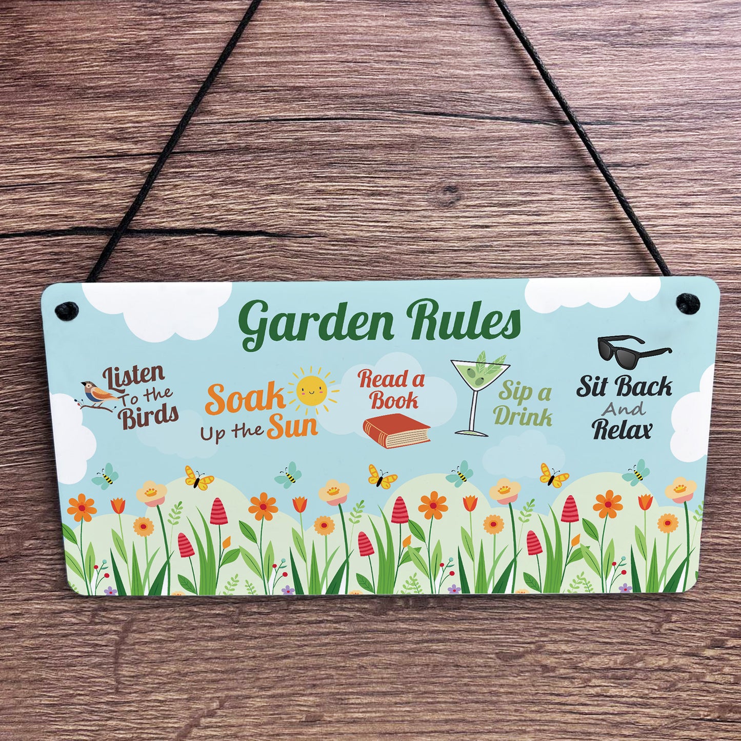 Garden Sign For Outside Hanging Plaque Novelty Garden Rules Sign