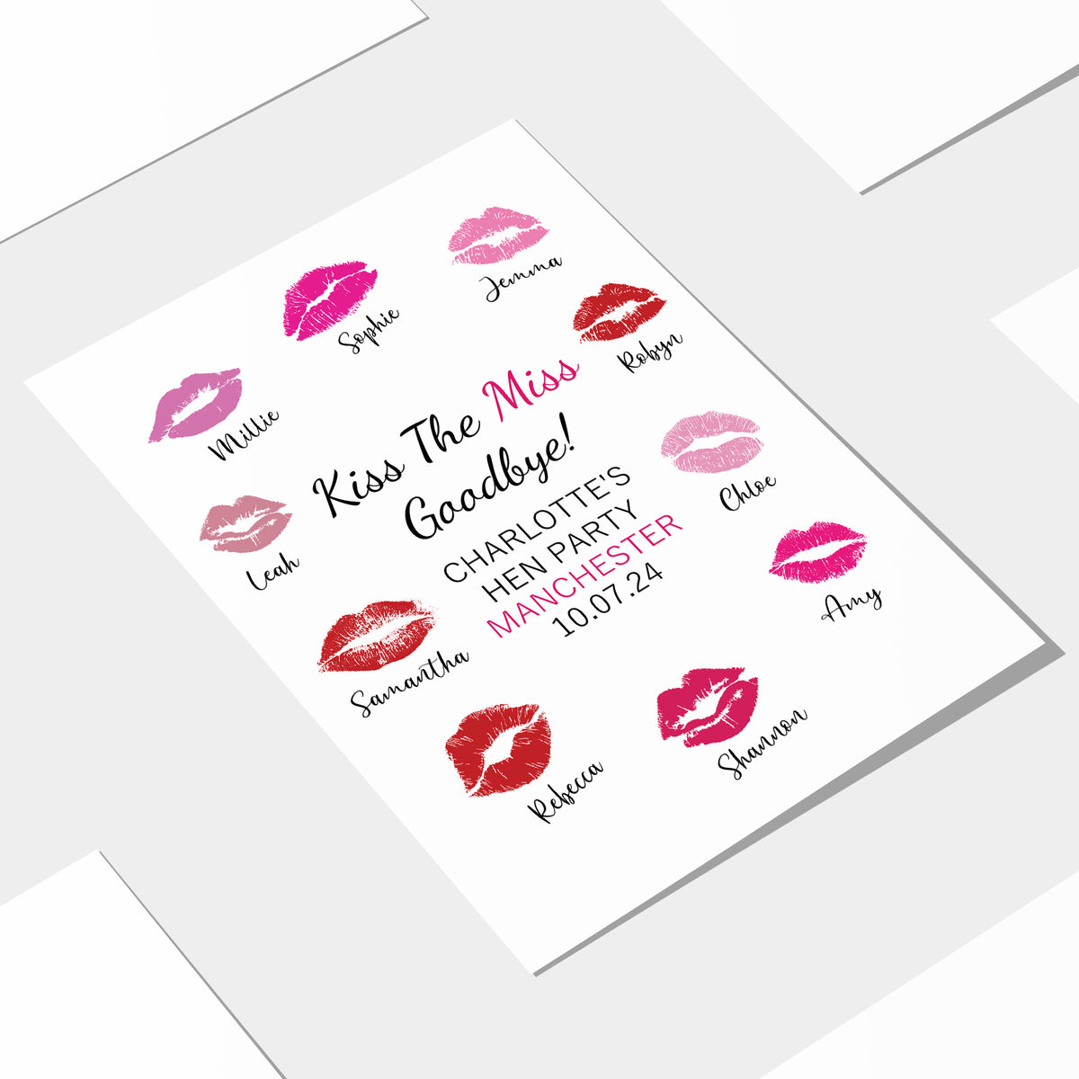 Kiss The Miss Goodbye A3 Hen Party Print Keepsake Gifts