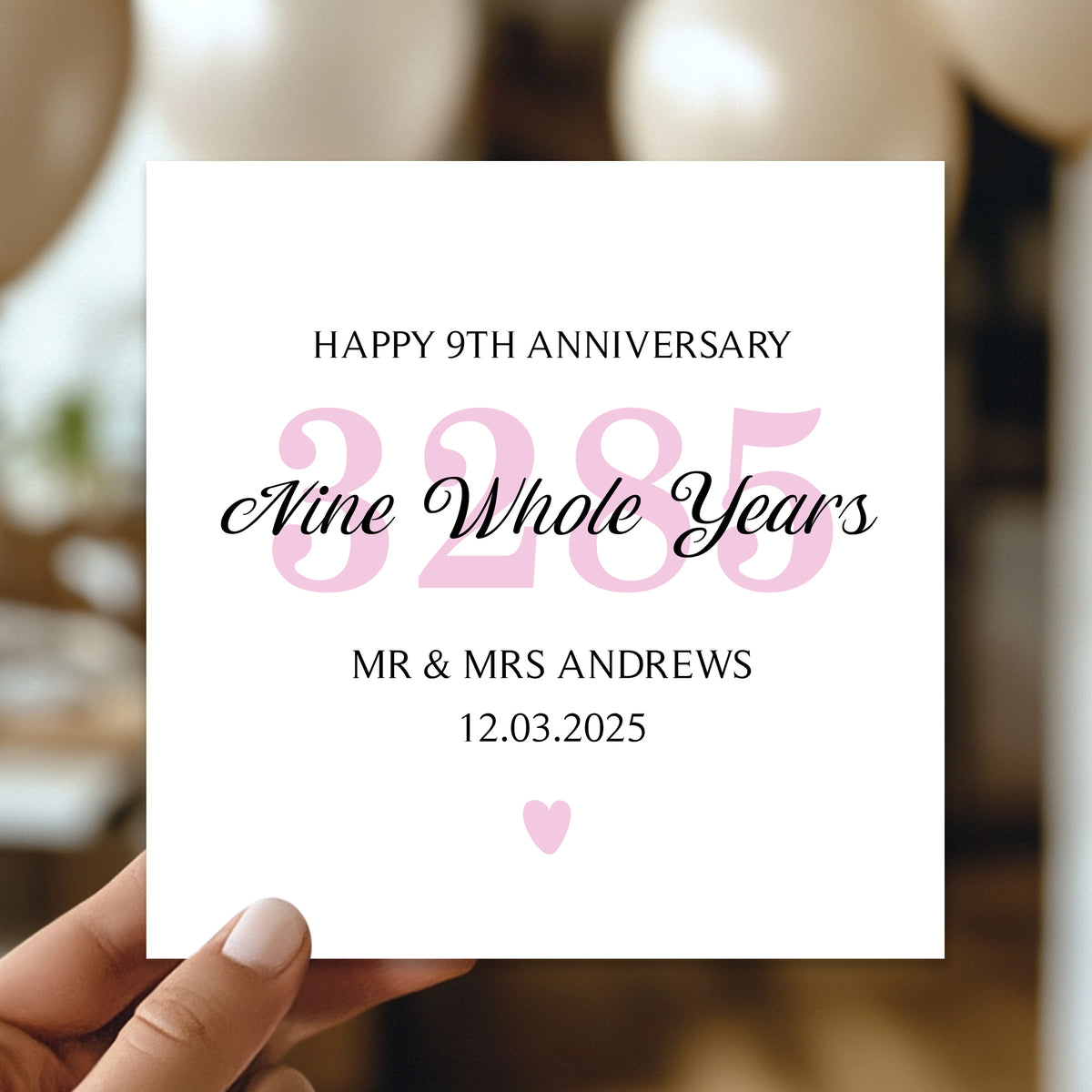 Personalised 9th Wedding Anniversary Card For Husband Wife