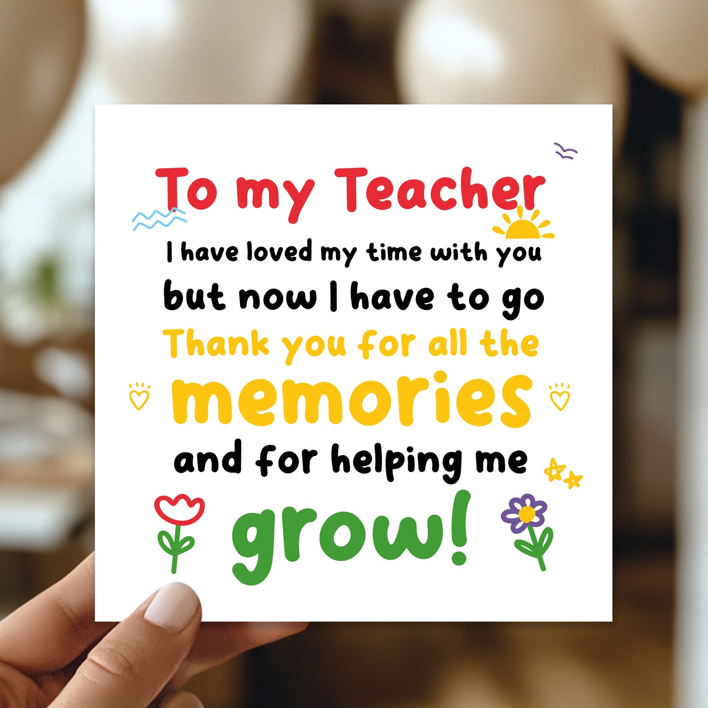 Teacher Appreciation Card For Teacher Thank You Teacher Cards
