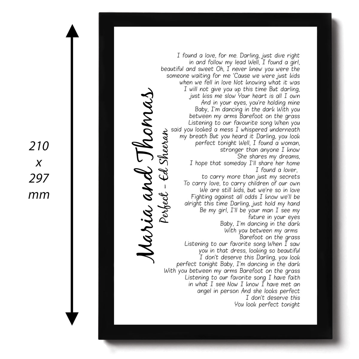 Wedding Anniversary Gift Personalised Wedding Song Framed Print