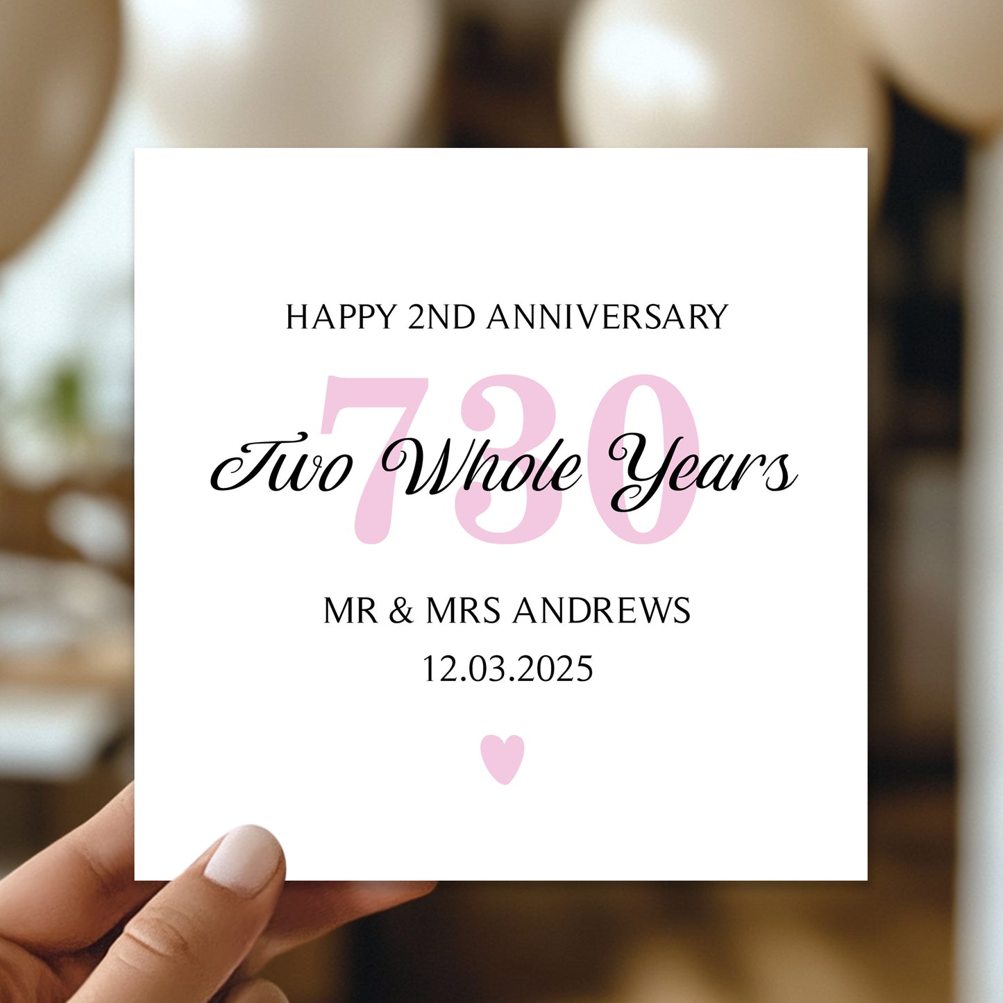 Personalised 2nd Wedding Anniversary Card For Husband Wife