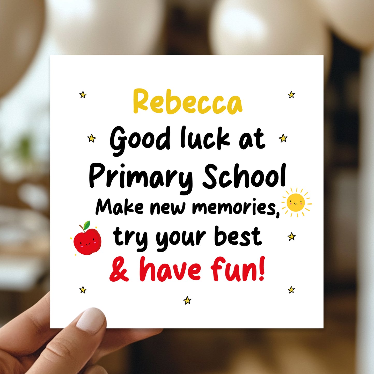 Personalised Good Luck Primary School Card For Son Daughter