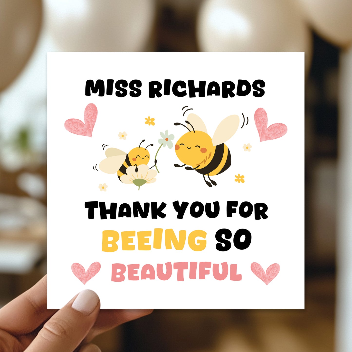 Personalised Teacher Card End of Term Leaving School Nursery