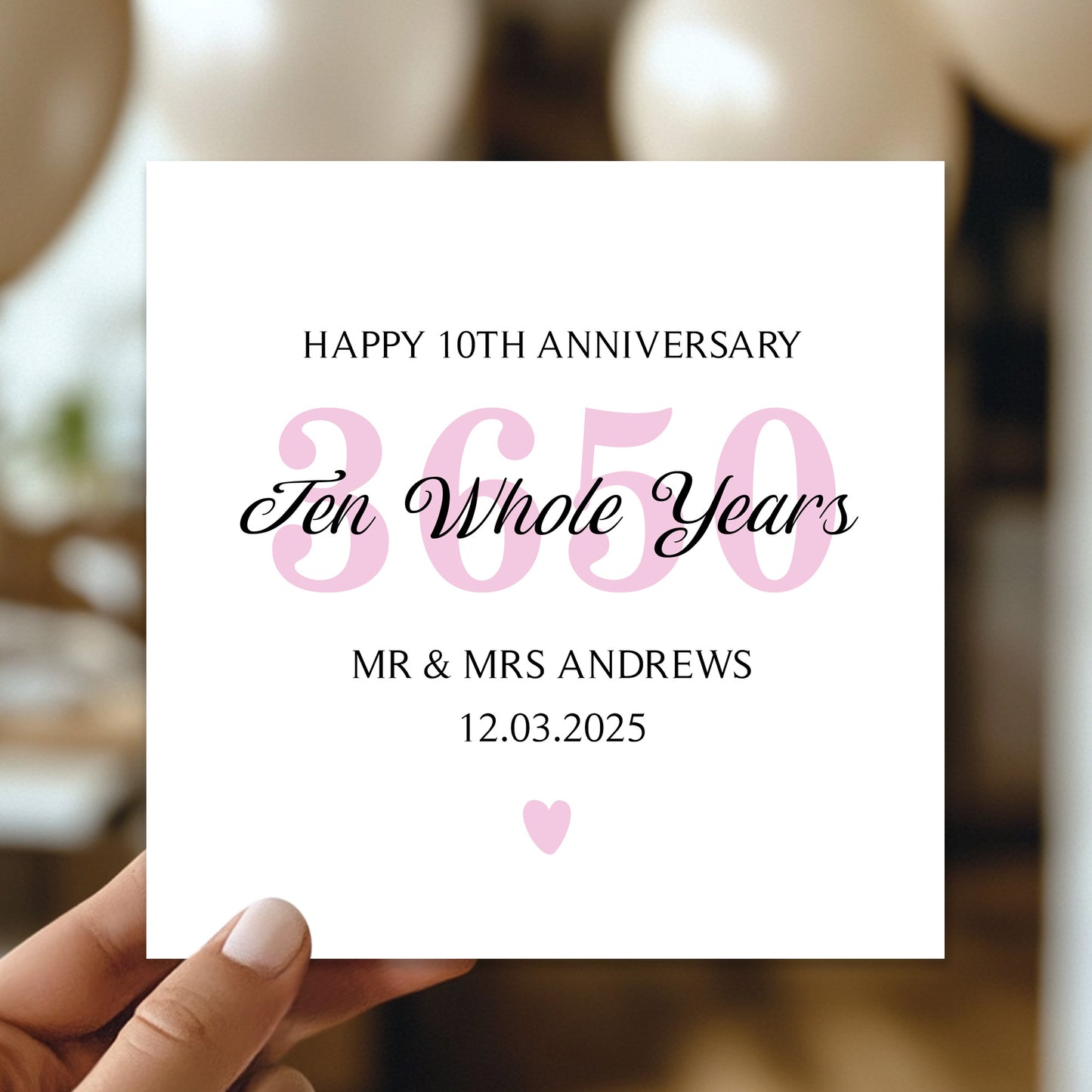 Personalised 10th Wedding Anniversary Card For Husband Wife