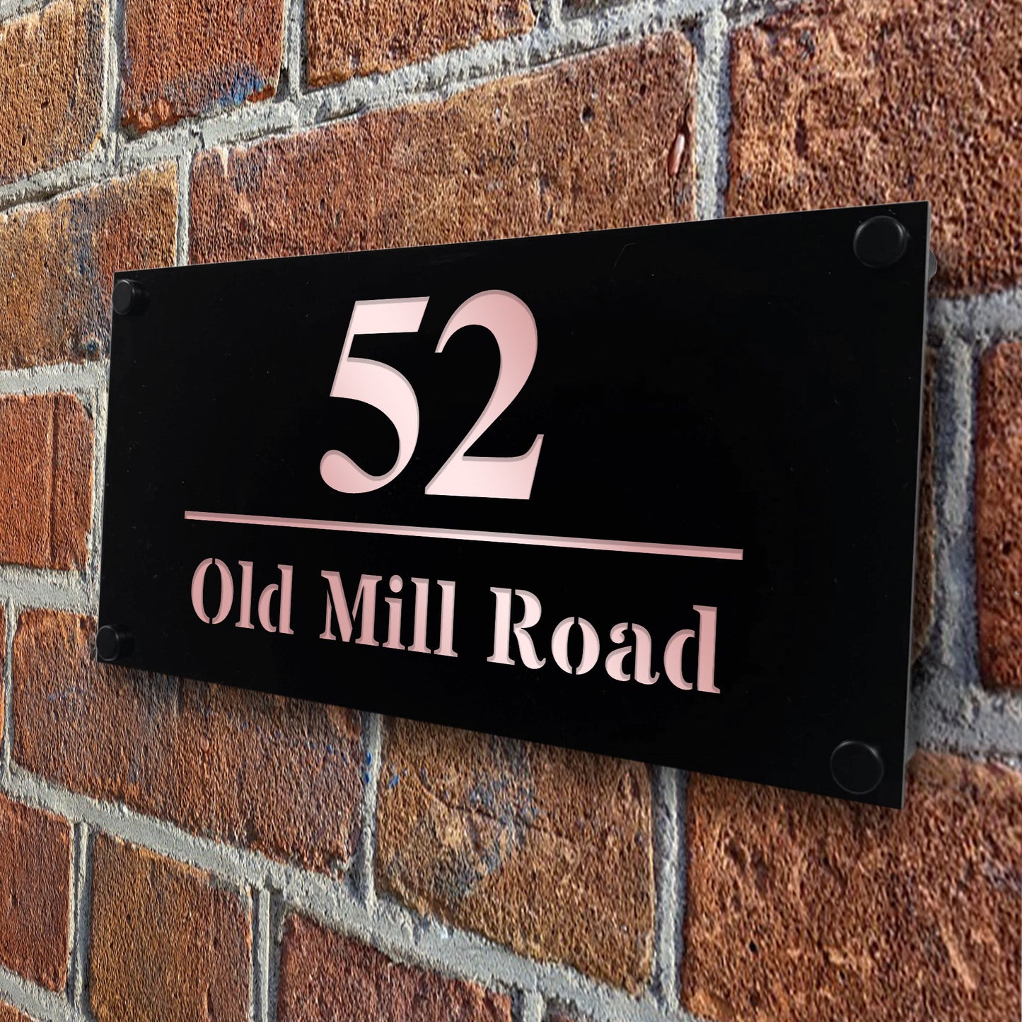 House Number Signs Personalised Address Plaque Black Rose Gold